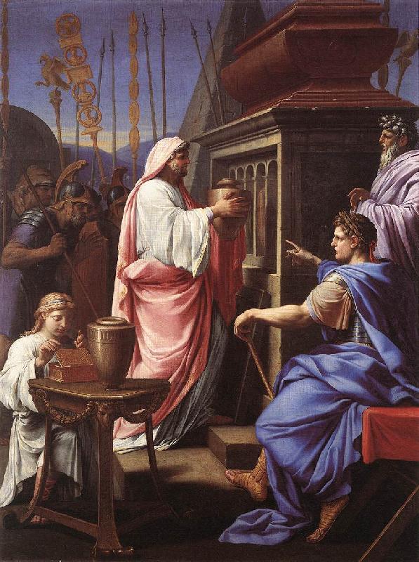 Eustache Le Sueur Caligula Depositing the Ashes of his Mother and Brother in the Tomb of his Ancestors oil painting picture